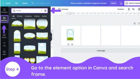 How to Create a Seamless Instagram Carousel in Canva - Blogging Guide Canva Carousel Template, Instagram Scrapbook Post Carousel, Instagram Carousel Collage, Seamless Carousel Instagram, Carousel Post Instagram, Instagram Carousel Design, Canva Inspiration, Carousel Design, Instagram Mockup