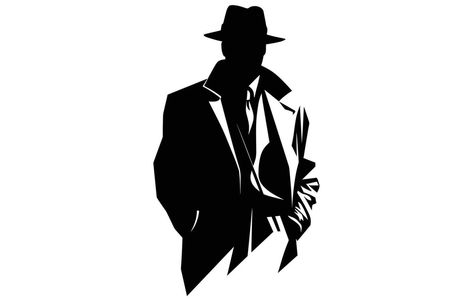 Detective Silhouette, Male Logo, Man Wear, Logo Silhouette, Mystery Man, Sigma Male, Stencil Art, Book Cover Art, Creative Posters