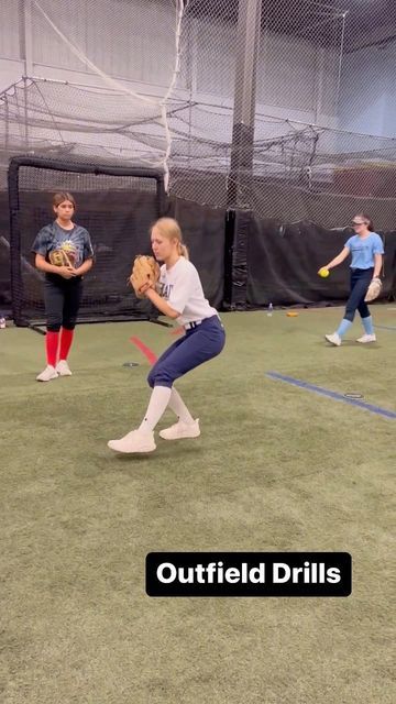 Throwing Drills For Softball, Outfield Drills For Softball, Outfield Drills Baseball, Softball Outfield Drills, Outfield Softball Drills, Softball Throwing Drills, Baseball Training Drills, Youth Baseball Drills, Coaching Baseball