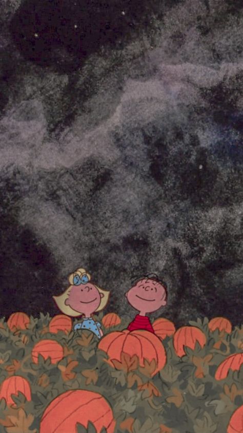 Great Pumpkin Charlie Brown Lock Screen, Vintage October Wallpaper, Its The Great Pumpkin Wallpaper, Halloween Wallpaper Charlie Brown, Charlie Brown Fall Wallpaper, Charlie Brown Halloween Wallpapers, Fall Cartoon Aesthetic, Peanuts Halloween Wallpaper, Fall Charlie Brown