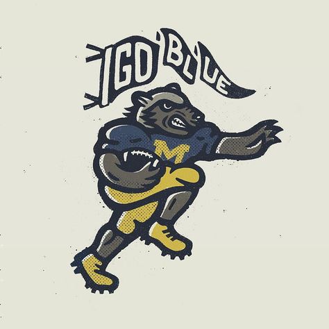 Jordan Jameson Kabalka on Instagram: “Free time rivalry doodle. . . . #wolverines #goblue #umich #football #mascot #doodle #drawing #michigan #annarbor #ohio #pennant #lettering” Vintage Football Mascot, Basketball Mascot, Vintage Mascot, Mascot Logos, Sports Fonts, Michigan Football, College Logo, Sports Logos, Mascot Character