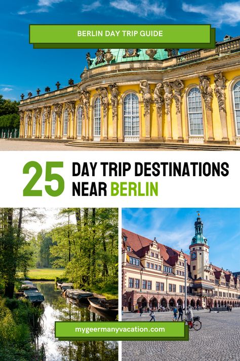 Discover 25 amazing destinations near Berlin perfect for day trips and weekend getaways! From historic towns and stunning castles to beautiful nature reserves and charming villages, these spots are ideal for exploring the rich culture and scenic beauty surrounding the German capital. Plan your escape from the city and uncover the hidden gems just a short trip away from Berlin! Day Trips From Berlin, Germany Vacation, Berlin Travel, Budget Friendly Travel, Scenic Beauty, The Best Day, Short Trip, Boat Tours, Travel Planner