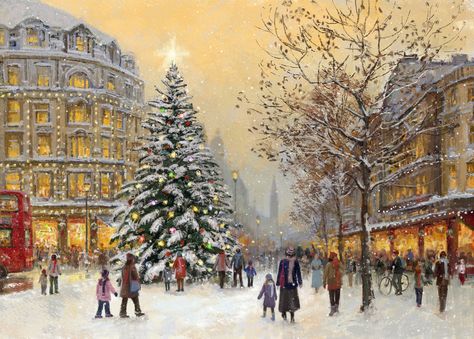 Christmas City Drawing, Christmas City Illustration, Christmas Wallpaper Landscape, Paris Christmas, Christmas In England, London Illustration, Christmas Thoughts, Christmas Landscape, Christmas Apartment