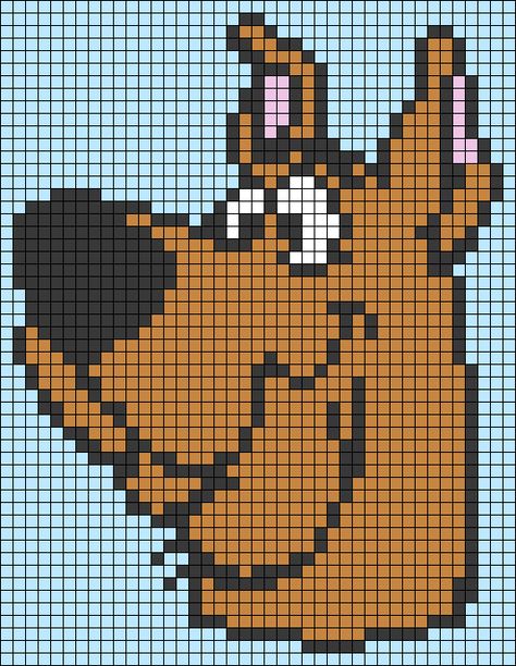 Alpha pattern #45216 | BraceletBook Disney Tapestry, Scooby Doo Velma, Intarsia Knitting Charts, Fred Jones, Square Drawing, Shaggy Rogers, Intarsia Knitting, Melty Bead Patterns, Mystery Machine