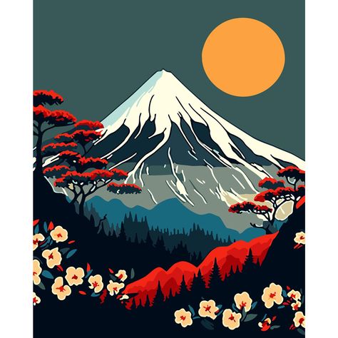 PRICES MAY VARY. 🎨【Relaxing and Joyful】The process of mount Fuji paint by numbers is very interesting and happy. The joy of creating an amazing piece of paint by numbers mountain is indescribable. It will help you relax in your spare time and reduce stress. 🎨【Package Includes】Paint by numbers landscape kits contain 1 pre-printed canvas (without frame), 1 set of acrylic paint, 3 high-quality paint brushes, 1 wall mount kit, 1 color postcard guide, and 1 copy of numbered canvas paper for referen Japanese Nature, Monte Fuji, Modern Wall Art Prints, Sunrise Painting, The Joy Of Painting, Diy Watercolor Painting, Japanese Landscape, Acrylic Paint Set, Canvas Painting Diy