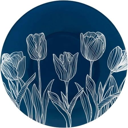 7.5 inch Round Navy Blue with White Tulip Design Plastic Dinner Plates - Party Disposable Plastic Plates  Navy Blue Color with White Tulip Design  Heavy Duty Disposable and Reusable Plastic Material  Pairs great with our 10 inch Plates of the similar style!  Heavyweight Elegant Tableware Dishes  Round Shape  Serveware Charger Plates  Glossy Finish  100% Food Grade  Non-Toxic  Kosher Plates  BPA-FREE  China Like Plate with Elegant Appearance  Great for Holiday Party's, Events, Weddings, Celebrati White Plastic Plates, Plastic Dinnerware Sets, Elegant Plates, Disposable Plastic Plates, Spring Table Decor, Plate Dessert, Plastic Dinnerware, White Dinner Plates, Blue Tulips