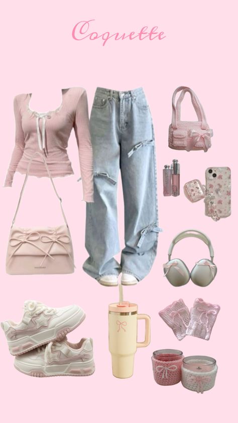 Style Coquette Easy Coquette Outfits, Coquette Outfits Ideas, Simple Coquette Outfits For School, Coquette Fashion Outfit, Cute Coquette Outfits, Coquette Outfit Ideas, Coquette Aestethic Outfits, Coquette School Outfits, Couquette Aesthetic Girl Outfit