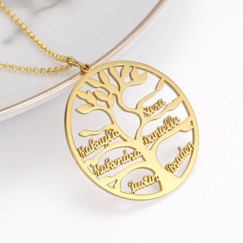 Excited to share the latest addition to my #etsy shop: Tree of Life Necklace Custom 1-9 Names Family Tree Pendant Necklace https://etsy.me/3F8fRa6 #women #yes #copper #giftformum #customnamenecklace #mothernamenecklace #necklaceformom #personalisedjewelry #momof3neckla Family Tree Design, Family Tree Designs, Custom Necklaces, Beautiful Pendant Necklace, Family Tree Necklace, Tree Necklace, Tree Of Life Necklace, Tree Pendant, Copper Material