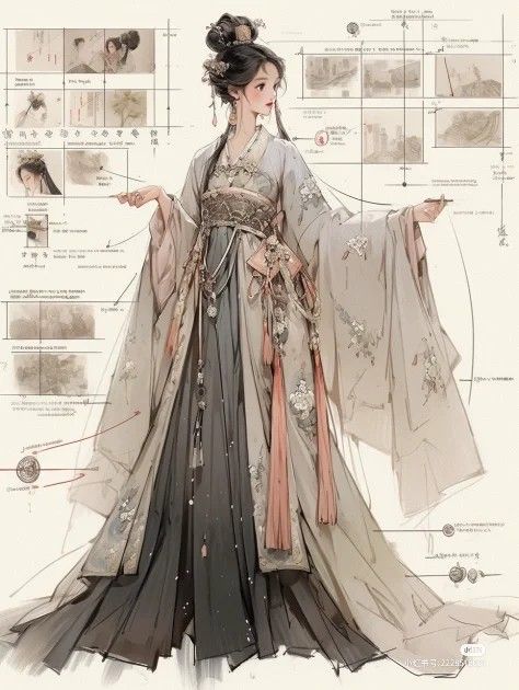 Ancient China Clothing, Adorable Anime, Ancient Chinese Clothing, Dress Illustration, Dress Design Drawing, Old Fashion Dresses, Fashion Drawing Dresses, Fantasy Dresses, Fashion Illustration Dresses