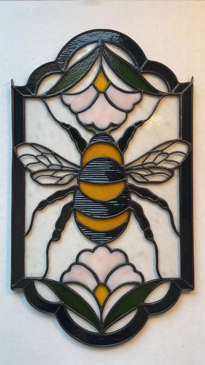 TikTok · Linebaugh Studios Linebaugh Studios, Moth Stained Glass Pattern, Stained Glass Patterns Beginner Simple, Stained Glass Bees, Easy Stained Glass Ideas, Bee Home Decor, Cute Stained Glass Ideas, Stained Glass Embroidery, Stained Glass Ideas