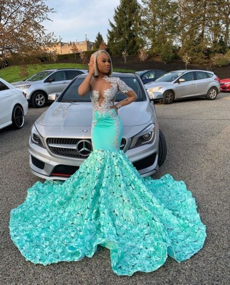 Hope Scope, Baddie Prom Dresses, Prom 2k23, Aqua Prom Dress, Prom Fits, Turquoise Prom Dresses, Prom Planning, Girl Prom, Custom Made Prom Dress