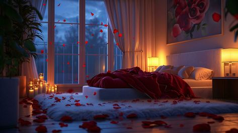 AI generated Elegant Romantic Bedroom with Candlelight and Roses by Moonlight Romantic Bedroom, Photo Search, Free Photos, Royalty Free Stock Photos, Roses, Stock Photos, For Free, Bedroom, Quick Saves