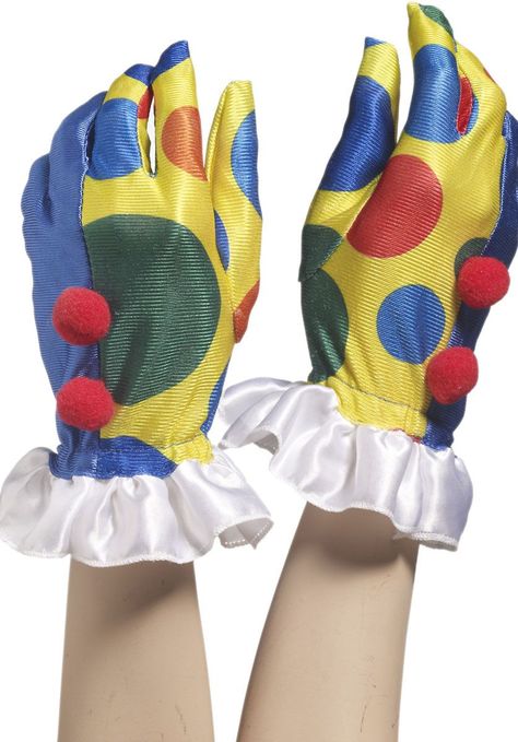 Dotted Clown Gloves with Pom Poms - Fancy Dress Gloves at Escapade™ UK Clown Gloves, Clown Fancy Dress, Clowncore Aesthetic, Clown Aesthetic, Kristina Webb, Clown Jester, Red Pom Poms, Clown Clothes, Clown Core