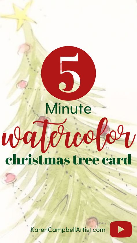 YES, you CAN paint a watercolor Christmas tree card in just 5 minutes! Even if you've never tried watercolor before, this whimsical tree is easy enough for beginners. I take everything step by step in this watercolor tutorial so you can follow along at your own pace. If you don't celebrate Christmas, stop the lesson @ 6:25 on my Mixed Media YouTube channel, and you'll have a cute pine tree watercolor painting you can dot snowflakes onto instead. Come do this FUN Christmas art tutorial with me! Watercolor Art For Beginners Christmas Cards, Christmas Mixed Media Art, Watercolour Christmas Cards Ideas Watercolor Painting, Easy Christmas Watercolor Ideas, Dot Snowflakes, Easy Watercolor Christmas Cards Diy, Christmas Watercolor Ideas Xmas Cards, Christmas Watercolor Paintings Easy, Watercolor Christmas Cards Tutorial