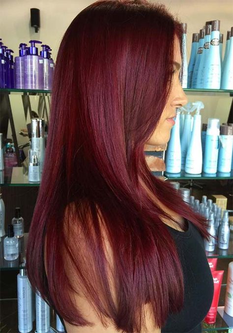 100 Badass Red Hair Colors: Auburn, Cherry, Copper, Burgundy Hair Shades Auburn Red Hair Color, Pelo Color Borgoña, Pelo Color Vino, Auburn Red Hair, Red Violet Hair, Wine Hair Color, Maroon Hair, Shades Of Red Hair, Wine Hair