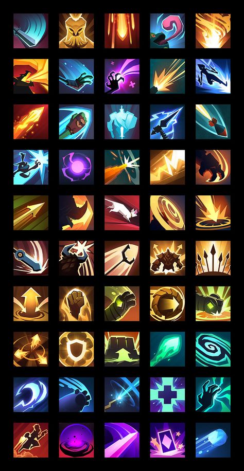 ArtStation - Skill Icons for Gigantic, Nick Wiley Game Items Design, Ui Game Design, Video Game Icons, Skill Icon, Game Icon Design, Magia Elemental, Icon Game, Idle Game, Game Card Design