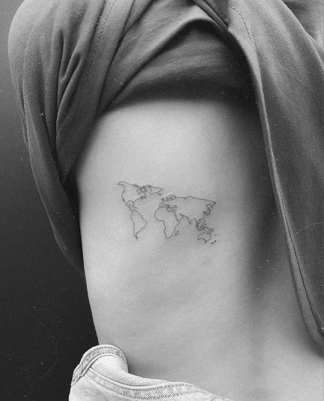 Tattoo Locations For Women, Tattoo Locations, World Map Tattoos, Map Tattoo, Omerta Tattoo, Tattoos Inspiration, Map Tattoos, Disney Tattoo, Back Tattoos