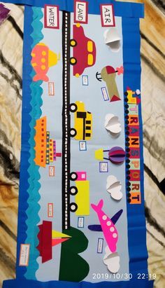 Transportation Board Preschool, Transportation Theme Preschool Decoration, Transport Bulletin Board Ideas, Evs Projects For Class 2, Evs Project Ideas For Class 2, Transport Board Ideas Classroom Displays, Transport Decoration Ideas, Transport Display Board, Transportation Theme Board Preschool