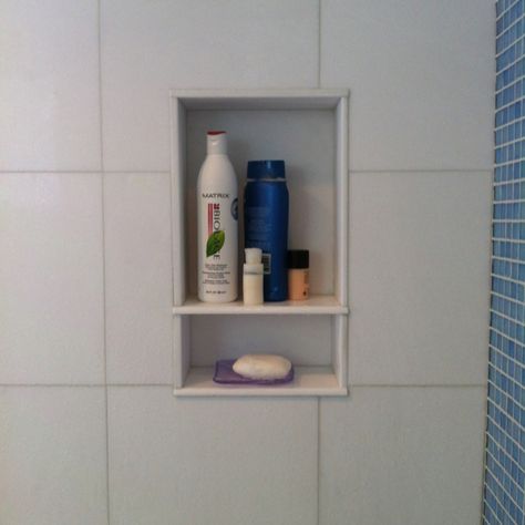 When we redo our bathroom I want to add this shampoo/soap holder built-in! Shampoo Holder In Shower Ideas, Bathroom Soap Holder Ideas, Bathroom Shampoo Holder, Shower Shampoo Holder, Spa Bathroom Decor, Shampoo Holder, Soap Stand, Bathroom Soap Holder, Bath Shelf