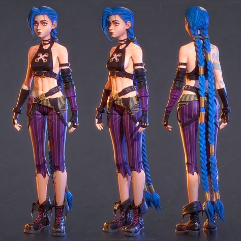 ArtStation - Jinx, Göktuğ Gürellier Jinx Side View, Jinx New Outfit, Jinx Shoes, Jinx Character Design, Jinx Reference Arcane, Jinx Reference, Jinx Arcane Full Body Image, Jinx Concept Art, Jinx Outfit