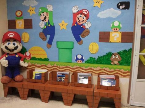 Super Mario Brothers Bulletin Board, Mario Brothers Classroom Door, Super Mario Mural, Super Mario Bulletin Board Ideas, Mario Bros Bulletin Board, Mario Brothers Bulletin Board, Super Mario Bulletin Board, Mario Bulletin Board, Super Mario Classroom