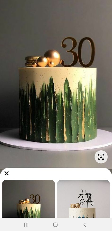 Green And Gold Birthday Cake, Masculine Birthday Cake, 30th Birthday Cakes For Men, 30th Birthday Cake For Women, Goodbye Cake, Green Birthday Cakes, Cake Design For Men, 30th Birthday Cake, Butterfly Birthday Cakes