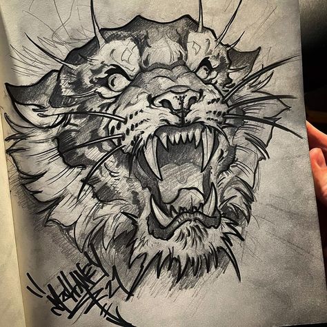 Art Tigre, Tiger Tattoo Design, Tiger Drawing, Tattoo Art Drawings, Tiger Art, Tiger Tattoo, A Tiger, Tattoo Design Drawings, Book Art Drawings