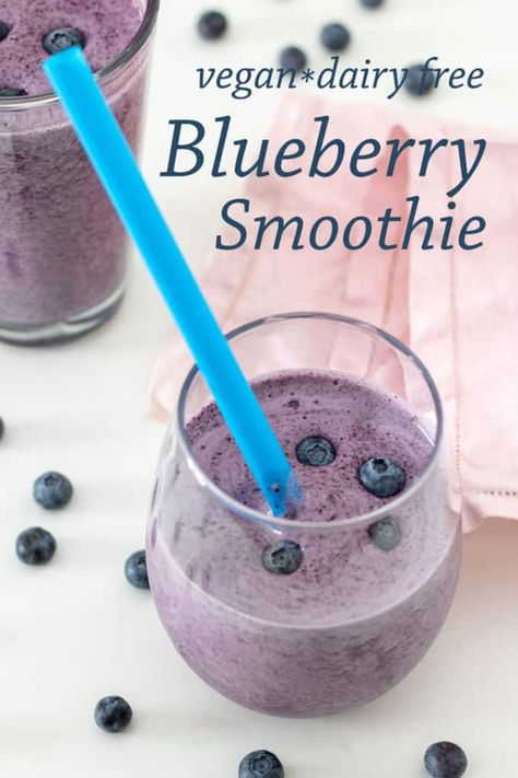 This Blueberry Smoothie is Dairy free, Vegan, low calorie, Paleo and a bunch of other healthy things! Refined sugar fee and only 4 ingredients! Make it in less than 5 minutes, too! Low Calorie Paleo, Blueberry Muffin Smoothie, Gluten Free Smoothie, Gluten Free Blueberry Muffins, Recipe Smoothie, Snack Easy, Low Calorie Vegan, Glutenfree Recipe, Dairy Free Treats