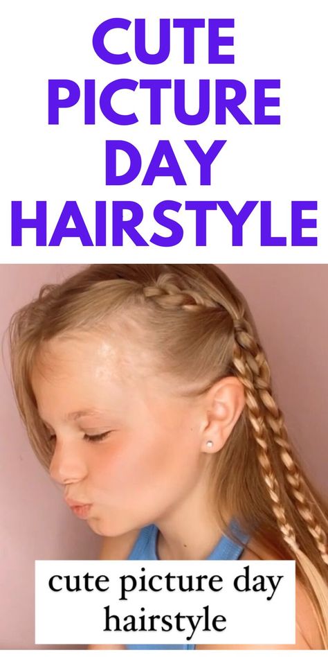 CUTE PICTURE DAY HAIRSTYLE FOR SCHOOL - HERE IS A QUICK AND CUTE HAIRSTYLE FOR BACK TO SCHOOL. Simple Hairstyle For School, Picture Day Hairstyle, School Picture Hairstyles, Hairstyle For School, Picture Day Hair, Back To School Hair, Simple Hairstyle, School Picture, Hoco Hair Ideas Updo Hairstyle