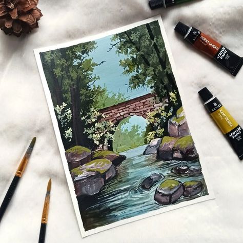 Japanese Gouache Painting, Acrylic Gouache Illustration, Gouache Painting Techniques, Gouache Sketchbook, Perspective Drawing Architecture, Gouache Illustrations, Canvas Drawing, Fancy Art, Gouache Art