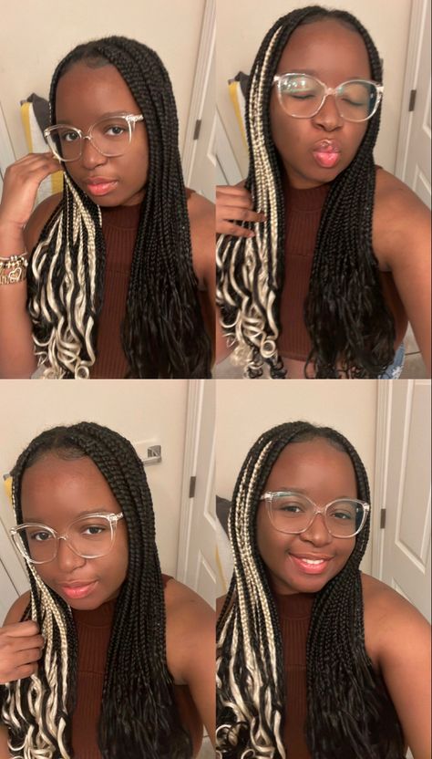 Blond Peekaboo, Black Knotless, Peekaboo Braids, Black Box Braids, Protective Braids, Cute Box Braids, Blonde Box Braids, Braids Ideas, Peekaboo Hair