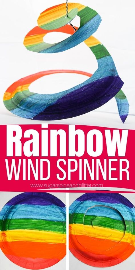 How to Make Paper Plate Wind Spinners Wind Craft For Kindergarten, Tawhirimatea Activities, Paper Plate Twirler, Paper Plate Spinner, Diy Whirligig Wind Spinners, Rainbow Spinner Craft, Wind Kindergarten Activities, March Winds Crafts Kids, Paper Plate Wind Spinner