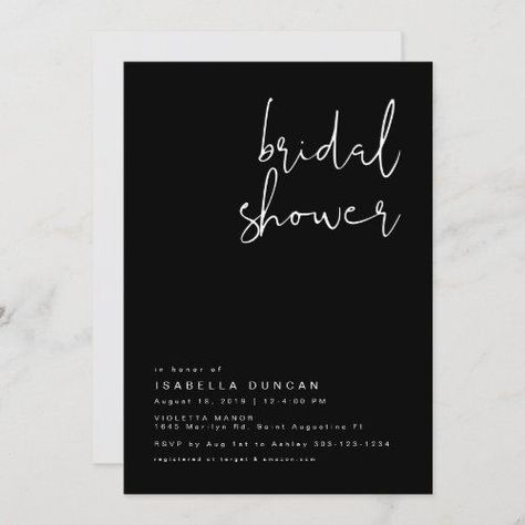 Jovi Black Modern Minimalist Bridal Shower Invitation #zazzle #weddinginvitations #birthdayinvitations #babyshowerinvitations #zazzleinvitations #monogram #businesscards #graduation #homedecor Black And White Industrial, Industrial Contemporary, Contemporary Bridal, White Industrial, Black Invitation, Minimalist Wedding Invitations, Modern Invitation, Colored Envelopes, Bridal Shower Invitation