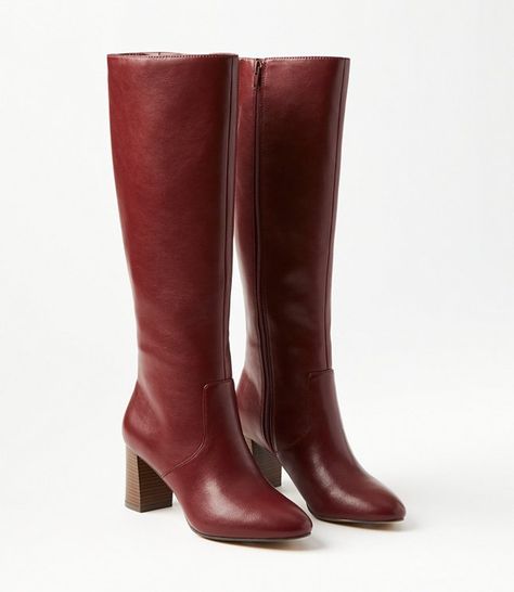 Narrow Calf Boots Woman Slim Calves, Red Boots Fall, Burgundy Leather Boots, Dark Red Boots Outfit, Maroon Boots Outfit, Womens Boots For Fall, Boots Aesthetic Outfit, Oxblood Outfit, Dark Red Fashion