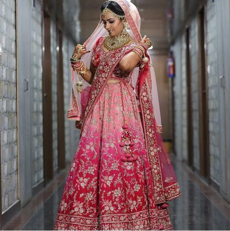 Elegance redefined by this bride in her pink ombre lehenga 💖 #day17  #bridesofindia #weddings #weddingseason #love #couple #fashion #style #instagood #instadaily #likeforlike #followforfollow #Wedamor Pink Ombre Bridal Lehenga, Pink Ombre Lehenga, Ombre Lehenga, Lehenga Bridal, Couple Fashion, Wedding Playlist, Desi Bride, Bridal Lehenga Red, Pink Lehenga