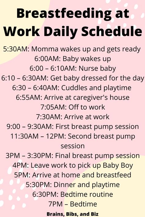 Daily working mom schedule. #maternityleave #maternity #newmom #momlife #mom #workingmom #baby #newborn #success #tipsforsuccess #tips #howto Working Mom Newborn Schedule, Mom Routine With Newborn, Working Mom Pumping Schedule, Pumping At Work Schedule, Newborn Schedule Daily, Breastfeeding Pumping Schedule, Pump Schedule, Breastfeeding And Pumping Schedule, Pumping And Breastfeeding Schedule