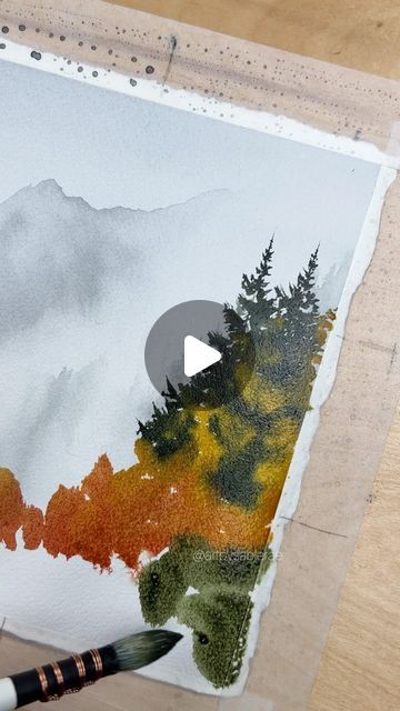 Sable on Instagram: "Loved seeing this treasure come to life ✨  #watercolor #autumn #fall #watercolornature #naturepainting #calmingart #artforthesoul #nature" Clouds Watercolor, Watercolor Nature, Watercolor Clouds, Watercolor Video, Intuitive Art, Watercolor Mountains, Fall Watercolor, Watercolor Trees, Beginner Painting