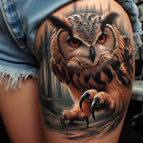 30+ Stunning Owl Tattoo Ideas That Will Make You Fly 🦉✨ Realistic Owl Tattoo For Women, Realistic Owl Tattoo Design, Owl Face Tattoo, Owl Back Tattoo, Abstract Owl Tattoo, Owl Tattoo Men, Celtic Owl Tattoo, Owl Tattoo For Women, Snowy Owl Tattoo