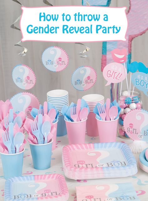 Pink And Blue Gender Reveal, Unique Gender Reveal Party Ideas, Gender Reveal Food, Décoration Baby Shower, Blue Gender Reveal, Simple Gender Reveal, Gender Reveal Baby Shower Themes, Creative Gender Reveals, Recuerdos Primera Comunion Ideas