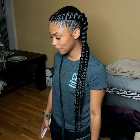 2 Jumbo Braids Cornrows, Two Corn Rolls Braids Hairstyles, Four Braids Cornrow, Mexico Braids, 2 Cornrows, Two Braids Hairstyle Black Women, 2 Cornrow Braids, Two Cornrows, Two Cornrow Braids