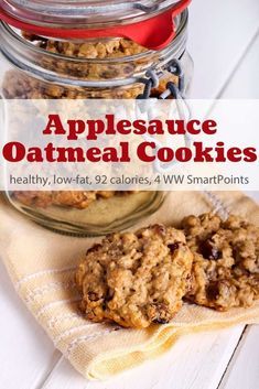 Applesauce Oatmeal Cookies, Applesauce Oatmeal, Oatmeal Applesauce Cookies, Low Fat Cookies, Applesauce Cookies, Drop Cookie, Oatmeal Cookies Easy, Healthy Oatmeal Cookies, Cookies Healthy