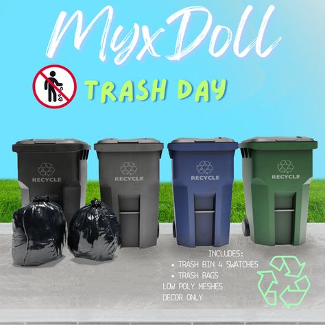 MyxDoll Trash Day | Patreon Sims4 Furniture, Sims Cheats, Sims 4 Cheats, Outdoor Trash Cans, Cc Sims4, Trash Day, Sims 4 Expansions, Sims Games, Sims 4 Teen