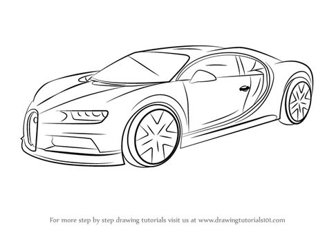 Bugatti Chiron Drawing, Bugatti Drawing, Sports Car Drawing, Coloring Pages Cars, Bugatti Chiron Black, Xe Bugatti, Car Drawing Easy, Cars Bugatti, Blue Jurassic World