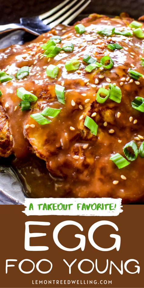 Chinese Takeout At Home, Chinese Food Dinner Ideas, Mushroom Egg Foo Young Recipe, Egg Foo Yung Recipe Chinese, Egg Foo Yong Recipe, Vegetable Egg Foo Young Recipe Easy, Egg Fu Young Gravy, Easy Egg Foo Young Recipe, Beef Egg Foo Young Recipe