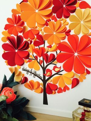 Want to celebrate the changing season without all the burlap and lace?  We have just the thing, these are some of our 19 favorite things about Fall weddings! Fall Wedding Guest Book, Paper Flower Backdrop Diy, Diy Wedding Guest Book, Cutout Art, Diy Guest Book, Dance Crafts, Wedding Tree Guest Book, Wedding Tree, Wedding Guest Book Unique