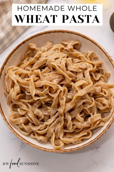 This Homemade Whole Wheat Pasta is the best homemade pasta recipe that taste's worlds better better than boxed varieties! Use it in a delicious main dish or serve it as a yummy side dish! Whole Grain Pasta Recipe, Healthy Pasta Dough Recipe, Whole Wheat Pasta Dough Recipe, Homemade Wheat Noodles, Whole Wheat Noodles Recipe Healthy, Making Whole Wheat Pasta, Homemade Whole Grain Pasta, Healthy Homemade Pasta Recipes, Whole Wheat Egg Noodles Recipes