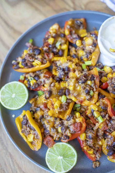 Green Pepper Nachos, Loaded Bell Pepper Nachos, Keto Nachos Bell Pepper, Mini Pepper Nachos, Stuffed Mini Bell Peppers, Mini Bell Pepper Nachos, Pepper Nachos, Low Carb Nachos, Mini Bell Peppers