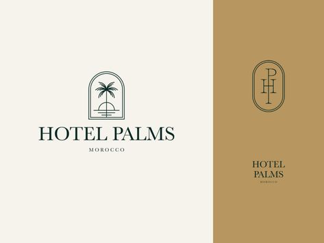 Branding for Hotel Palms by Marka Network on Dribbble Hotel Graphic Design Branding, Stone Logo Design, Network Branding, Cold Brew Packaging, Beach Branding, Minimal Logo Branding, Logo Design Graphics, Hotel Logo Design, Stone Logo