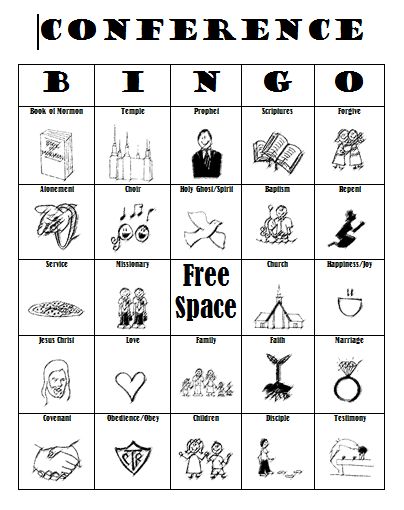 General Conference Bingo Printables, General Conference Bingo, Conference Bingo, General Conference Packets, General Conference Activities, Lds Primary Lessons, Lds Conference, Activity Day Girls, Lds Printables