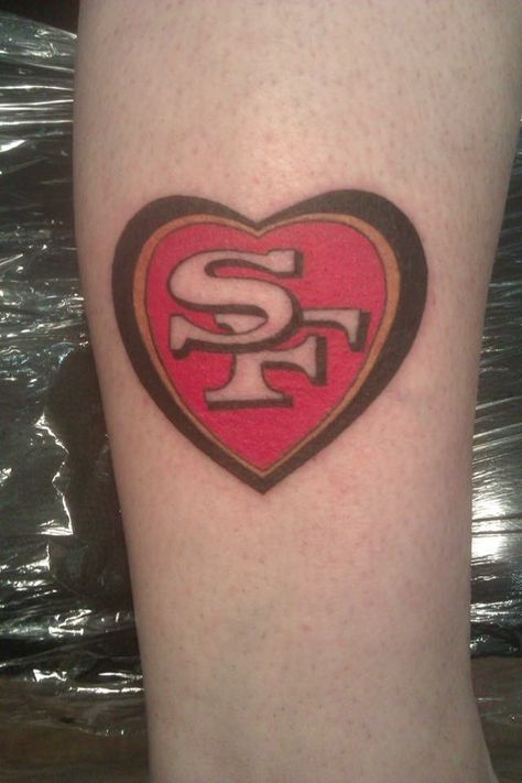 49er Tattoos For Women, 49ers Tattoo For Women, 49er Tattoos, 49ers Tattoo, Heart Tattoo, Lululemon Logo, Tattoos For Women, Tatting, Retail Logos